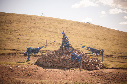 Mongolian Ovoo In Mongolia