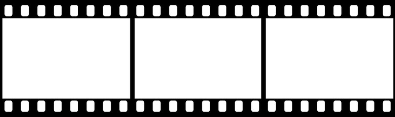 Photographic film in form of frame on white background.