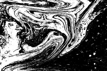 Obraz premium Black and white liquid texture. Hand drawn marbling illustration. Abstract vector background. Monochrome marble pattern.