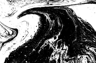 Obraz premium Black and white liquid texture. Hand drawn marbling illustration. Abstract vector background. Monochrome marble pattern.