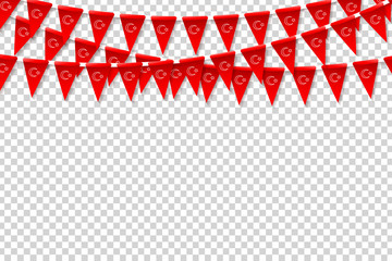 Vector realistic isolated Turkish party flags for decoration and covering on the transparent background.