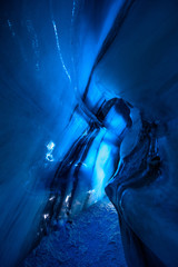 The polar arctic Northern lights ice cave in Norway Svalbard in Longyearbyen city  