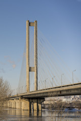Concrete suspension bridge over the river