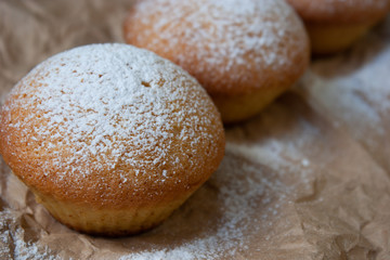 Cupcakes are stuffed with sugar powder.