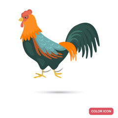 Rooster farm bird color flat icon