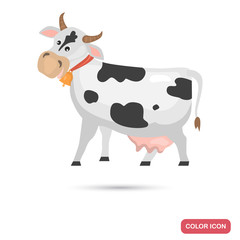Milking cow farm animal color flat icon