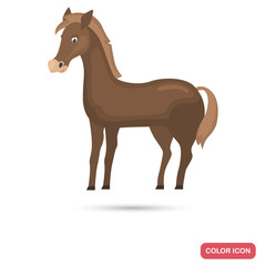 Horse farm animal color flat icon