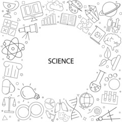 Science background from line icon. Linear vector pattern