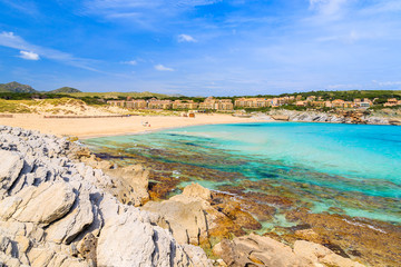 Bay with beach in Cala Mesquida, Majorca island, Spain