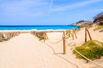 Fototapeta premium Entrance to beach near Cala Mesquida, Majorca island, Spain