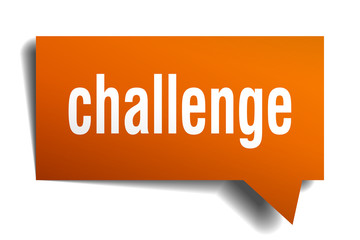 challenge orange 3d speech bubble