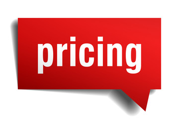 pricing red 3d speech bubble