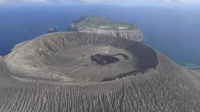 Aerial view of san benedicto island and its volcano, archipelago of revillagigedo, mexican pacific.