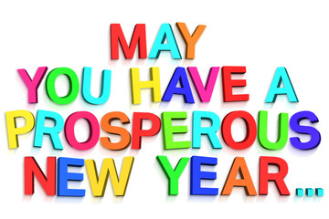 New year greeting in colourful letters on white background