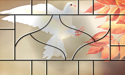 Mosaic glass window 3 - Birds 4 White Dove.jpg