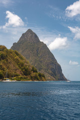 Fototapeta na wymiar A View from a Boat of the Petit Piton, in St. Lucia