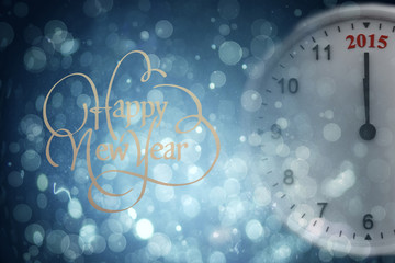 Happy new year against blue abstract light spot design