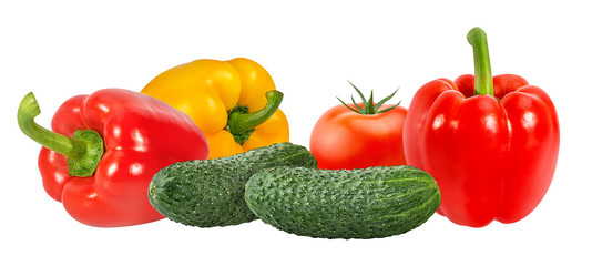 Fresh vegetable isolated on white background with clipping path collage