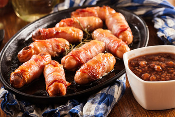 Pigs in blankets in baking dish