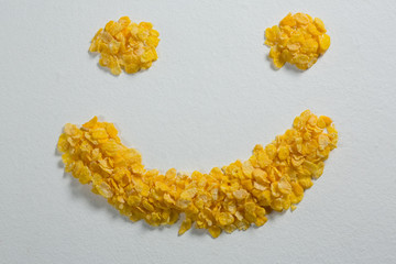 Wheaties cereal forming a smiley face