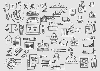 Business doodles office development investment analytics finance.