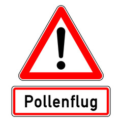 ncsc52 NewCombinationSignCaution ncsc - Achtung - Ausrufezeichen Wetterwarnung / dreieckig - Wetterkennzeichnung mit Text: Pollenflug - xxl g6069