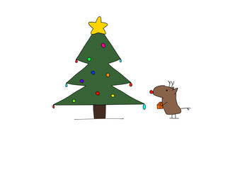 クリスマスツリーとトナカイ