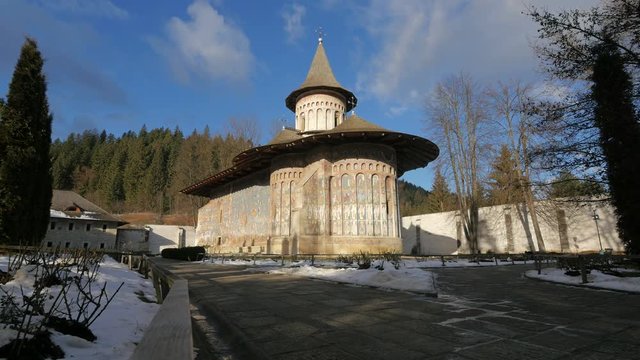 Voronet Monastery on a winter day 