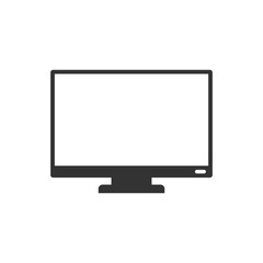 Computer monitor vector icon in flat style. Television illustration on white isolated background. Tv display business concept.