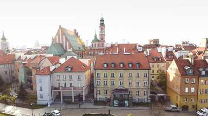 Aerial Panoramic View On Old Town In Warsaw