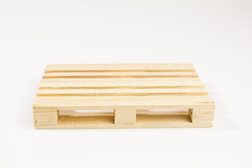 mini wooden pallet on white background