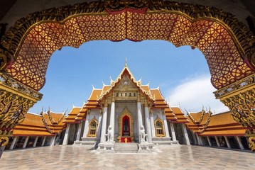 Beautiful Thai Temple Wat Benjamaborphit, temple in Bangkok, Thailand.