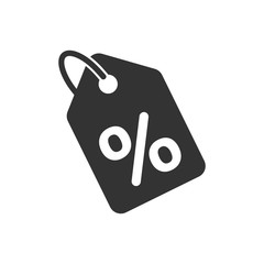 Discount shopping tag icon in flat style. Discount percent coupon illustration on white isolated background. Shop badge business concept.