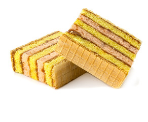 Two beskvitnyh cookies on a white background