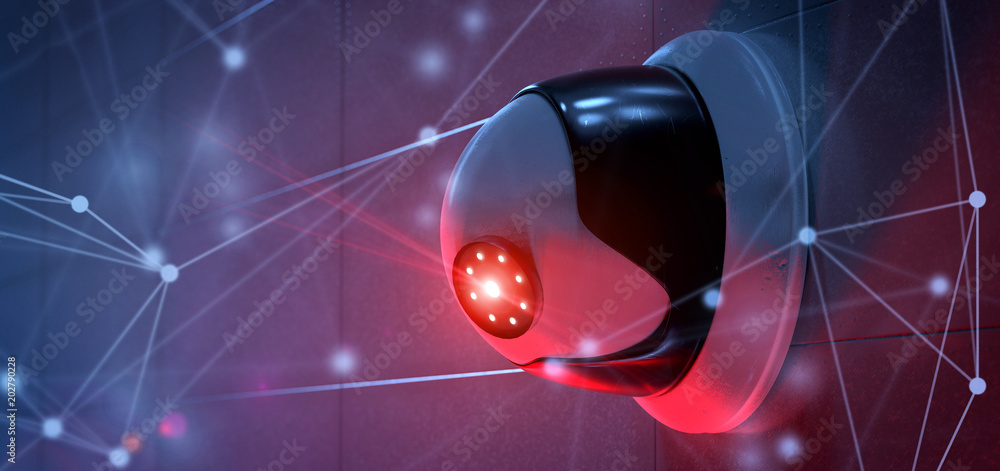 Poster conncetion over a security cctv camera system - 3d rendering