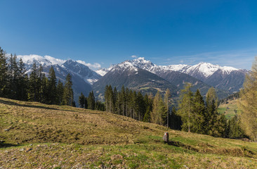 Fototapeta na wymiar Wonderful Mountain Landscape Panorama In Europe's Most Untouched Valley Lesachtal Carinthia Austria