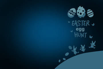 easter egg hunt graphic against blue background with vignette
