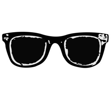 Black sunglasses with white paint around the lenses.