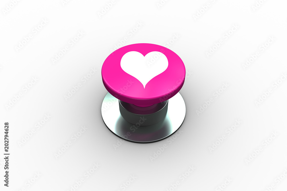 Poster composite image of heart graphic on pink push button