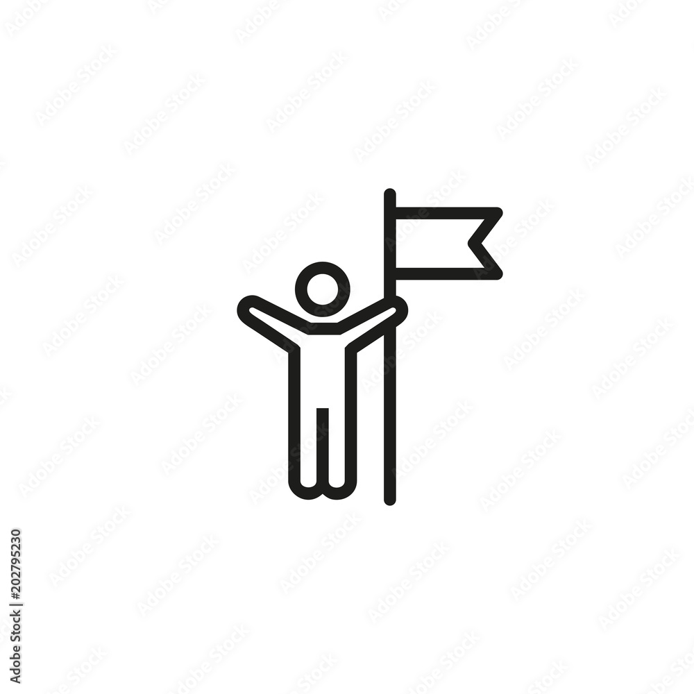Poster man with flag line icon