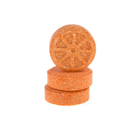 Fototapeta na wymiar vitamin c in tablets on white background