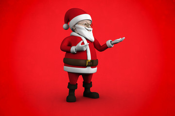 Cute cartoon santa claus against red background