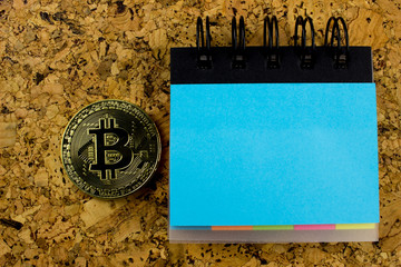 Cryptocurrency bitcoin, blue color blank