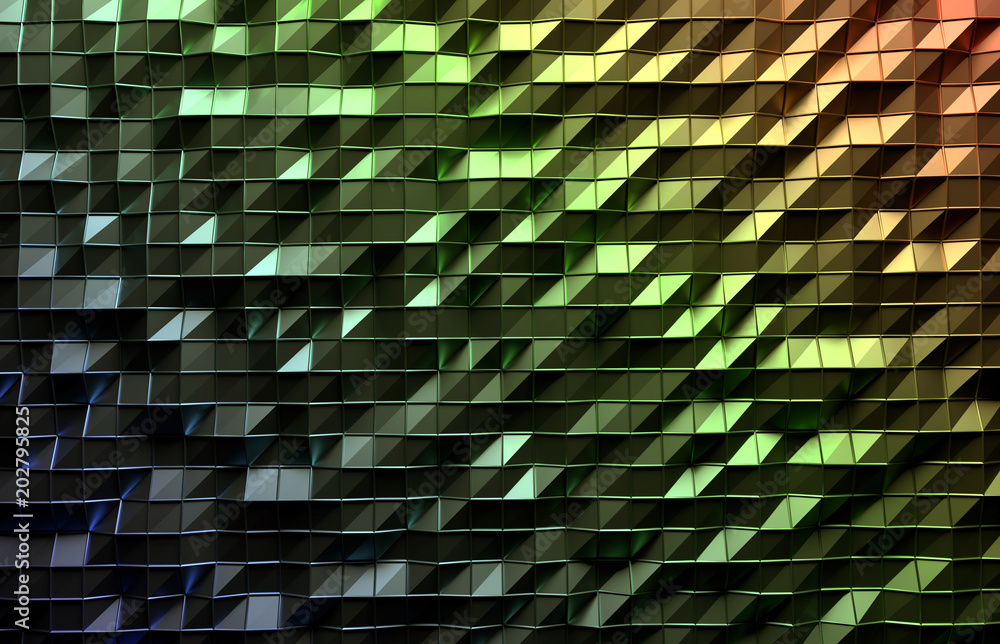 Aufkleber Futuristic Colorful Chrome Polygon Abstract Architecture Background, 3d Rendering