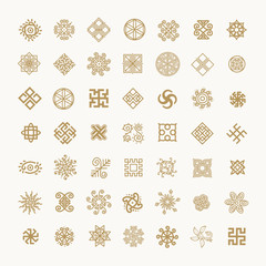 Set of icons with Slavic pagan symbols for your design - obrazy, fototapety, plakaty