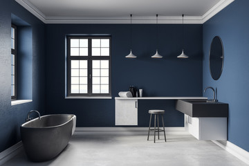 Modern blue bathroom interior