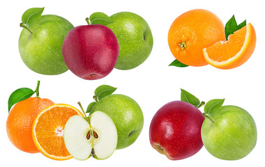 apple  and orange isolated on white background