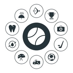 health, sports, nature Infographic Circle fill Icons Set. Contains such Icons as  white, water,  first,  weapon,  bicycle,  emergency,  clean, dental,  cup, kit and more. Fully Editable. Pixel Perfect