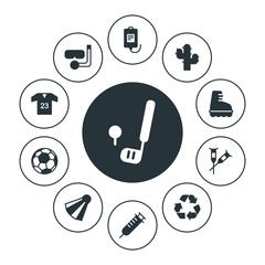 health, sports, nature Infographic Circle fill Icons Set. Contains such Icons as  scuba,  medicine,  ball,  football, sport,  golf,  shirt,  sport, mask,  water and more. Fully Editable. Pixel Perfect