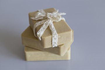 gift nature olive soap on the white background.